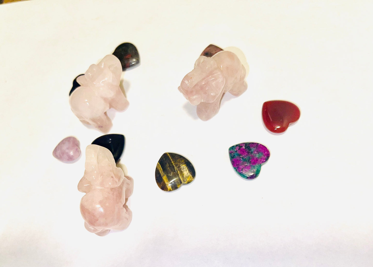 Rose quartz elephants