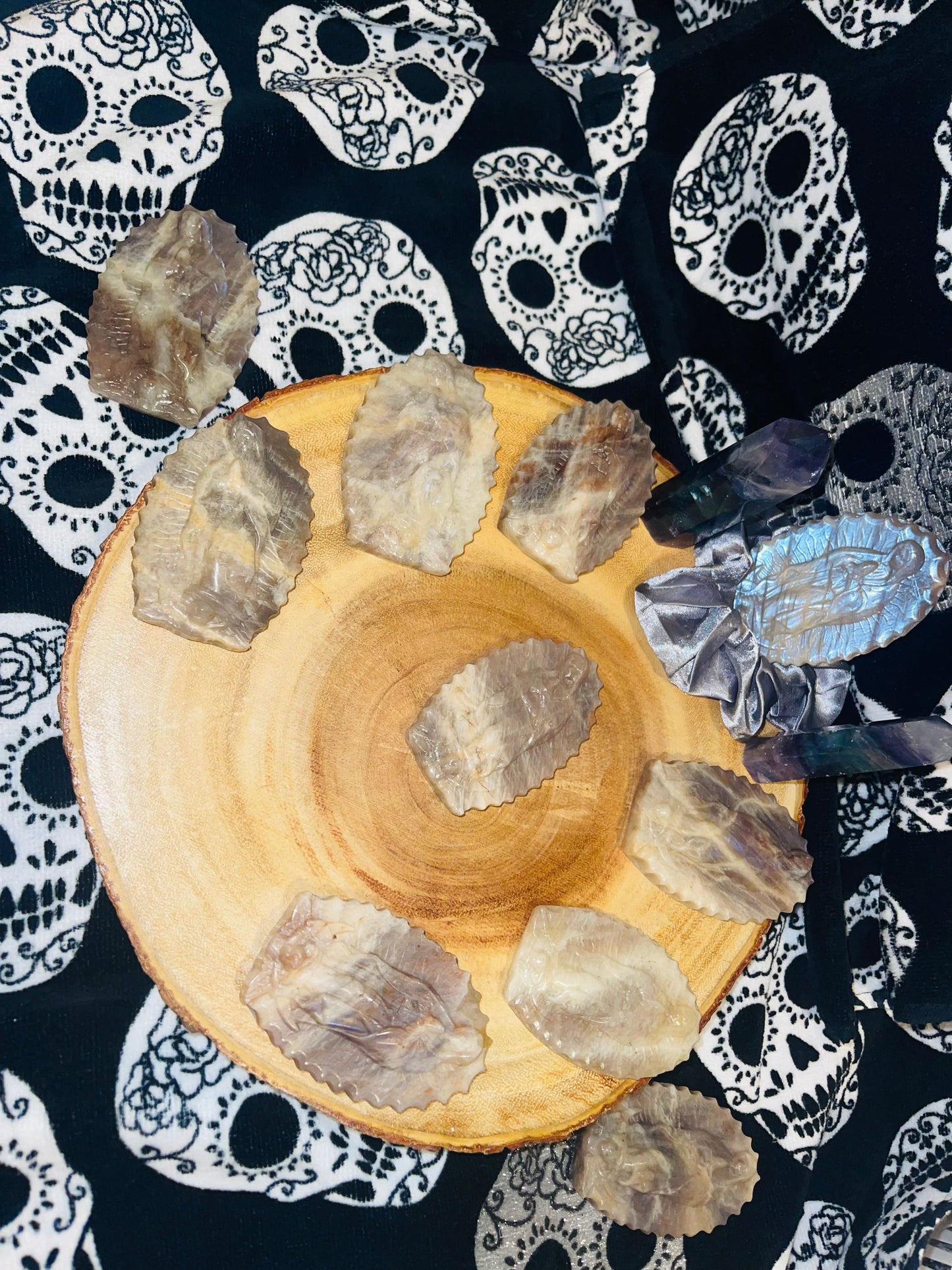 Virgin mary carving obsidian