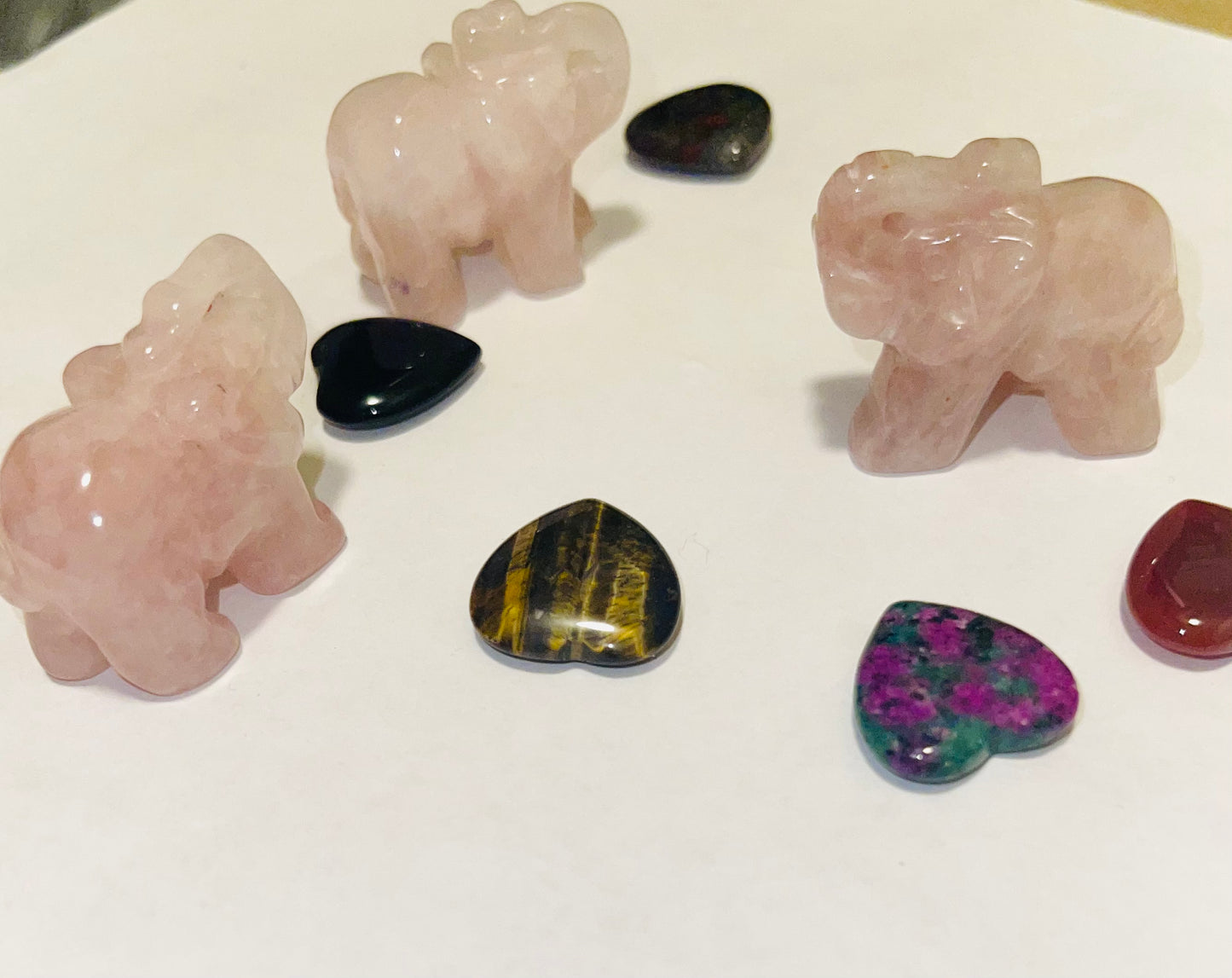 Rose quartz elephants