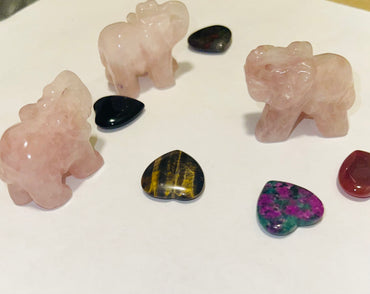 Rose quartz elephants