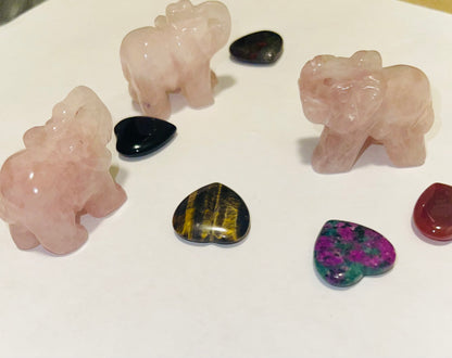 Rose quartz elephants