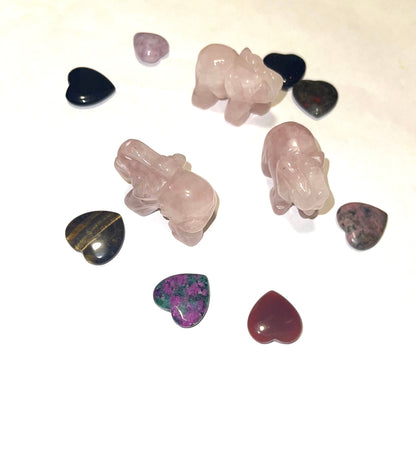Rose quartz elephants