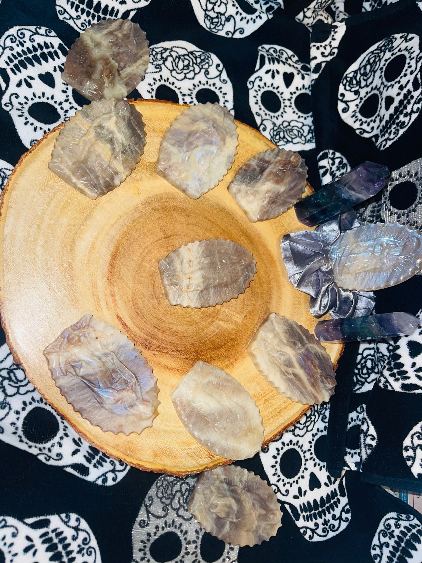 Virgin mary carving obsidian