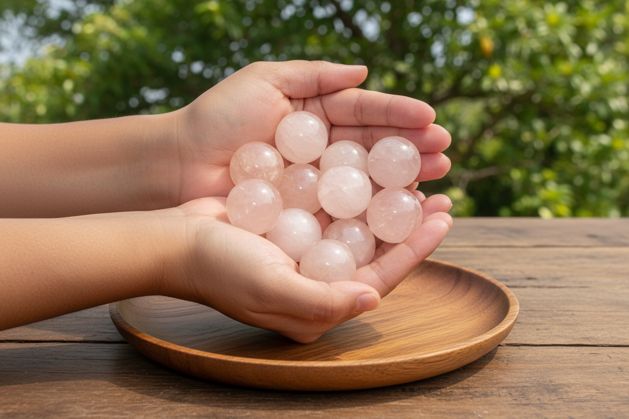 Rose quartz sphere normal size