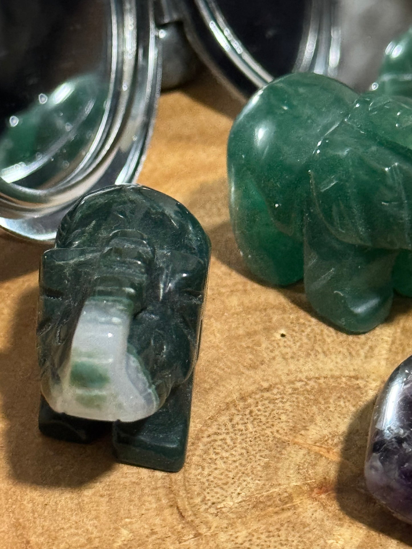 Green jade elephants
