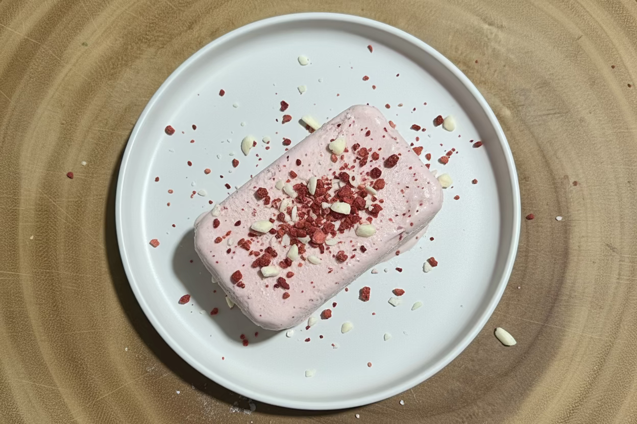 Paleta de fresa y kaolin (tierra)