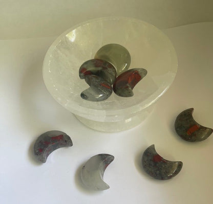 blood stone carved half moon
