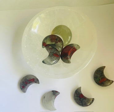 blood stone carved half moon