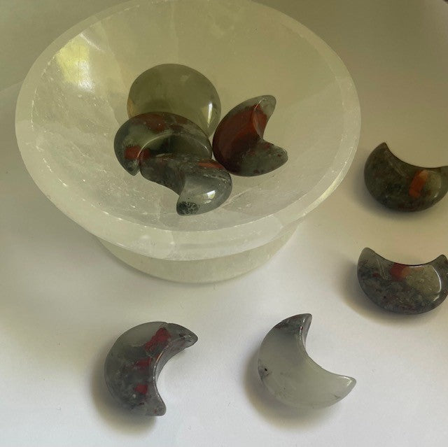 blood stone carved half moon