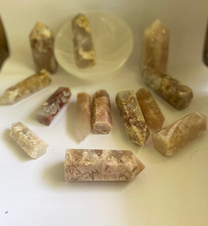 Pink agate towers small