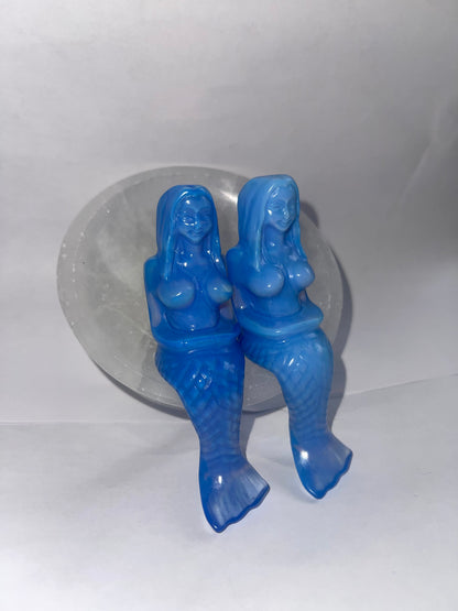 Blue opalite carving mermaids