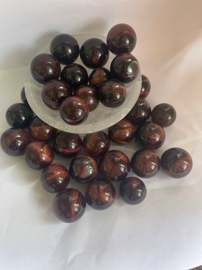 Red tigers eyes spheres