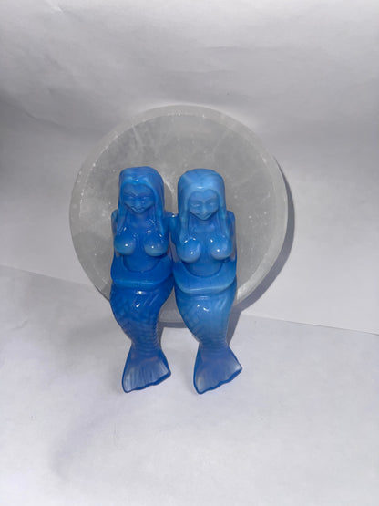 Blue opalite carving mermaids