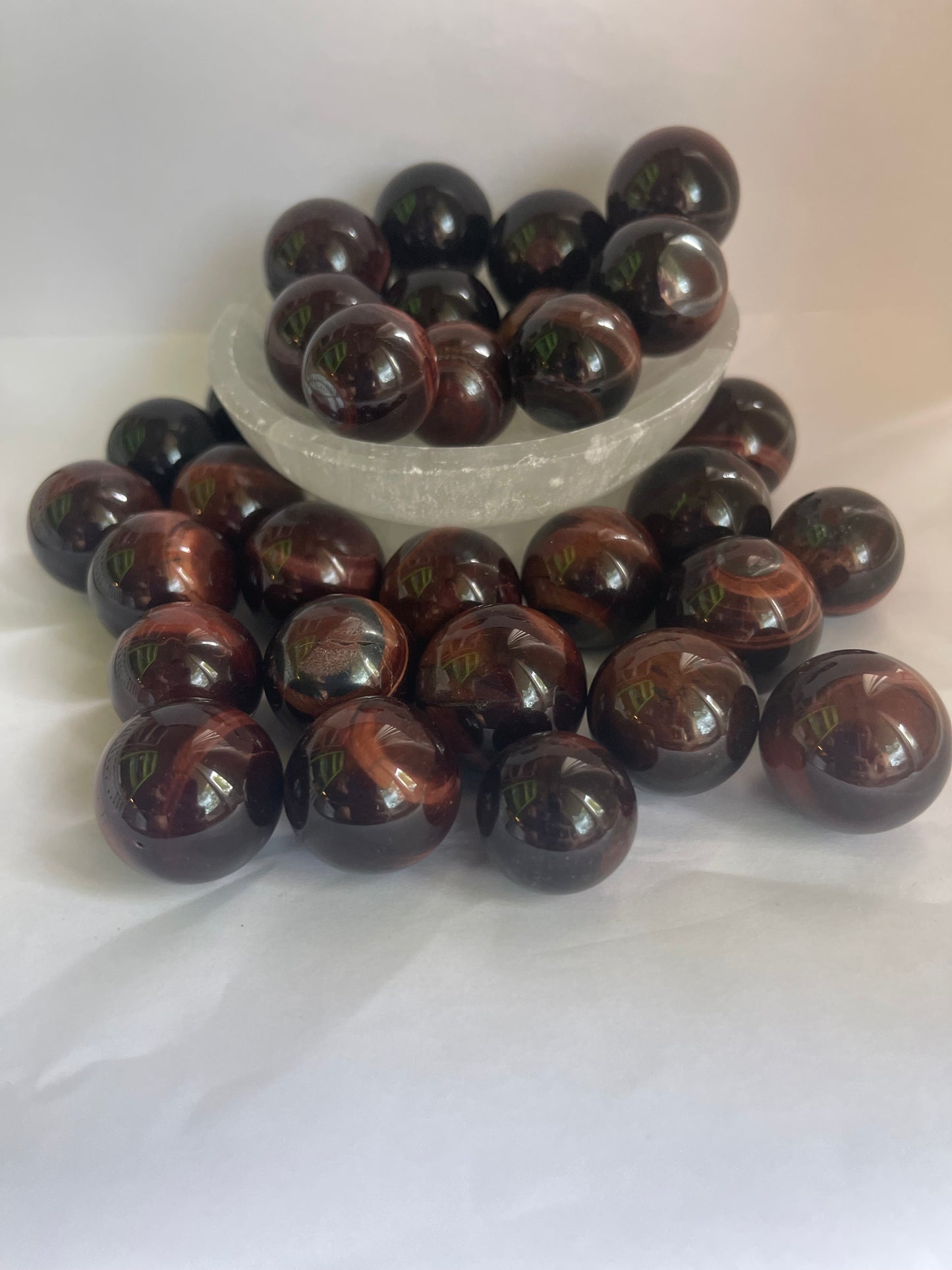 Red tigers eyes spheres